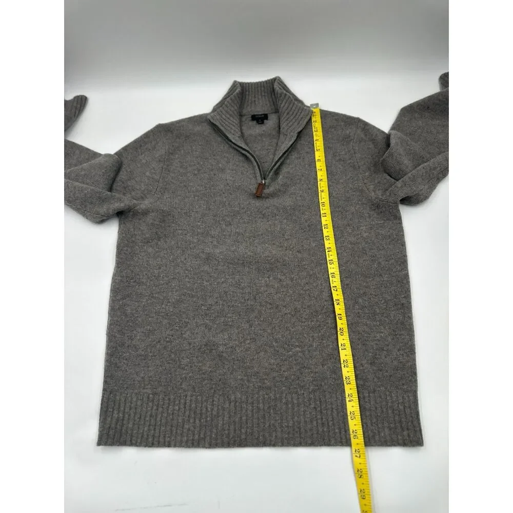 J. Crew Men Lamb Wool Sweater 3/4 Zip Cowl Neck Size M Casual Top Wool EUC